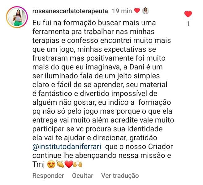 Depoimento de terapeuta sobre a formação dos Jogos da Descoberta