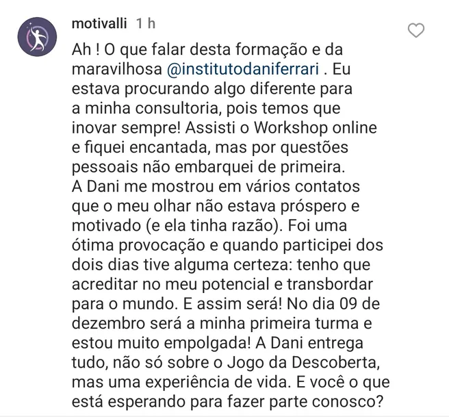 Depoimento sobre a formação e o workshop com Dani Ferrari